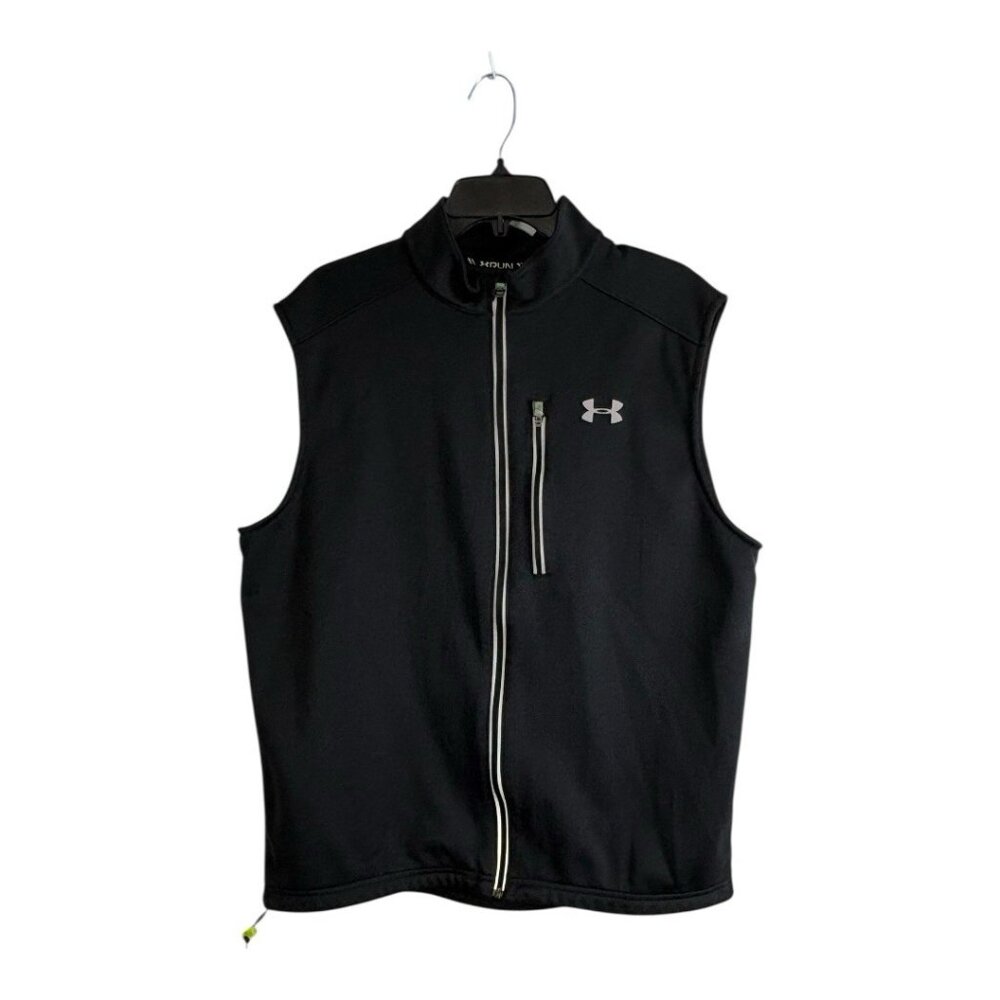Under Armour Mens Jacket Size Large Sleeveless Black Fitted Zip Up Running Run